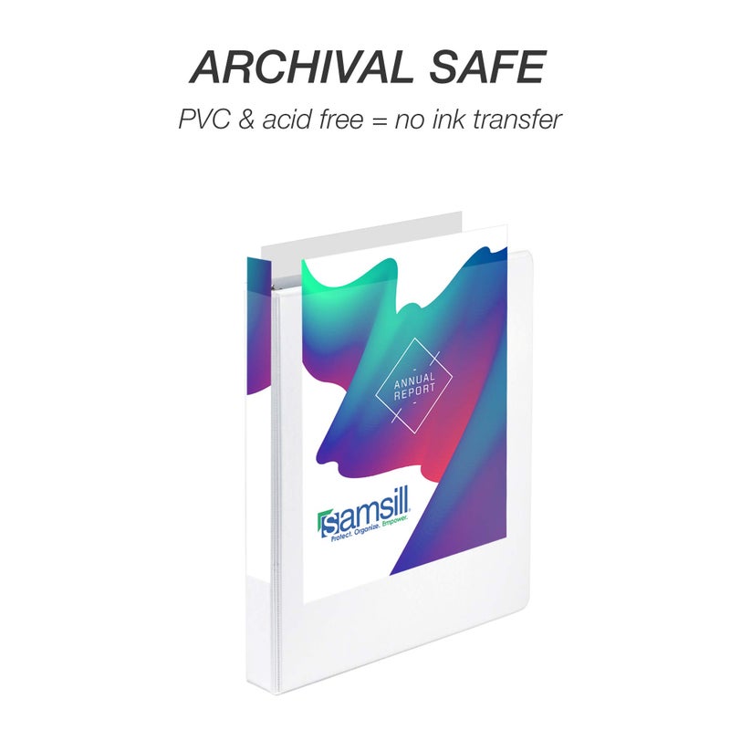 Samsill Durable 1 Inch Binder  Made in the USA  Round Ring Customizable Clear View Binder  White  8 Pack (S88437) - Image 5